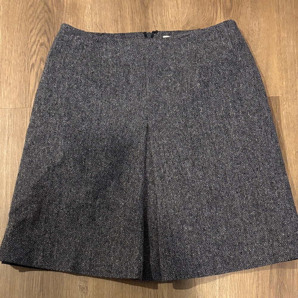 Eddie Bauer Gray Wool Herringbone A-Line Skirt (bin11)